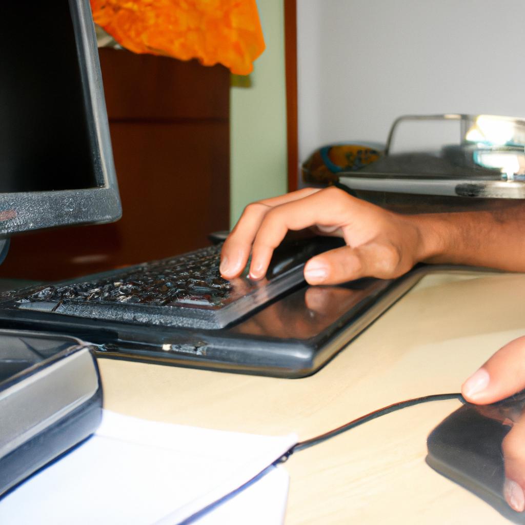 Person using computer for research